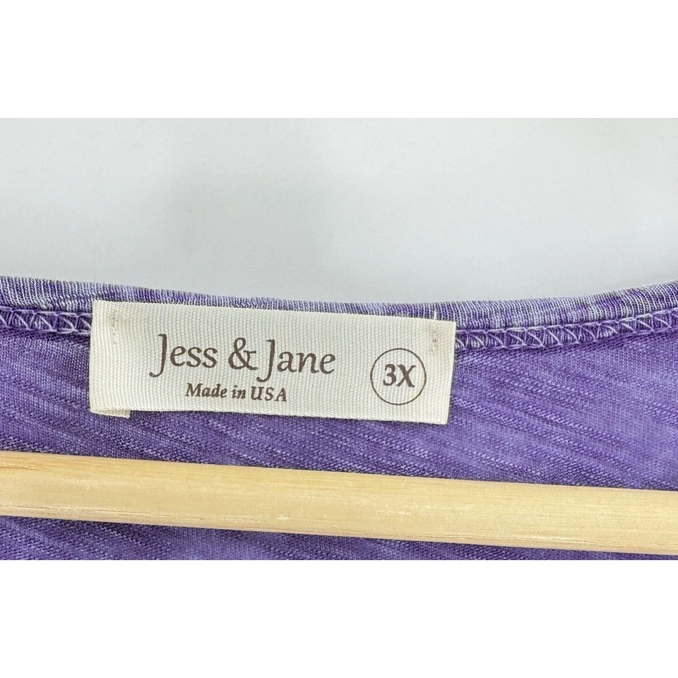 Jess & Jane Plus Size Botany Mineral Wash Purple Tunic Blouse 3x Boho Lagenlook - Image 3 of 4