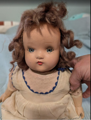 Vintage 1930s Horsman Composition Mama Doll 18'' Cloth Body Sleep Eyes Marked