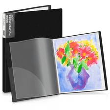 11x14 Binder with Sleeves Black , 24 Pockets Display 48 Pages, Large Folder ...