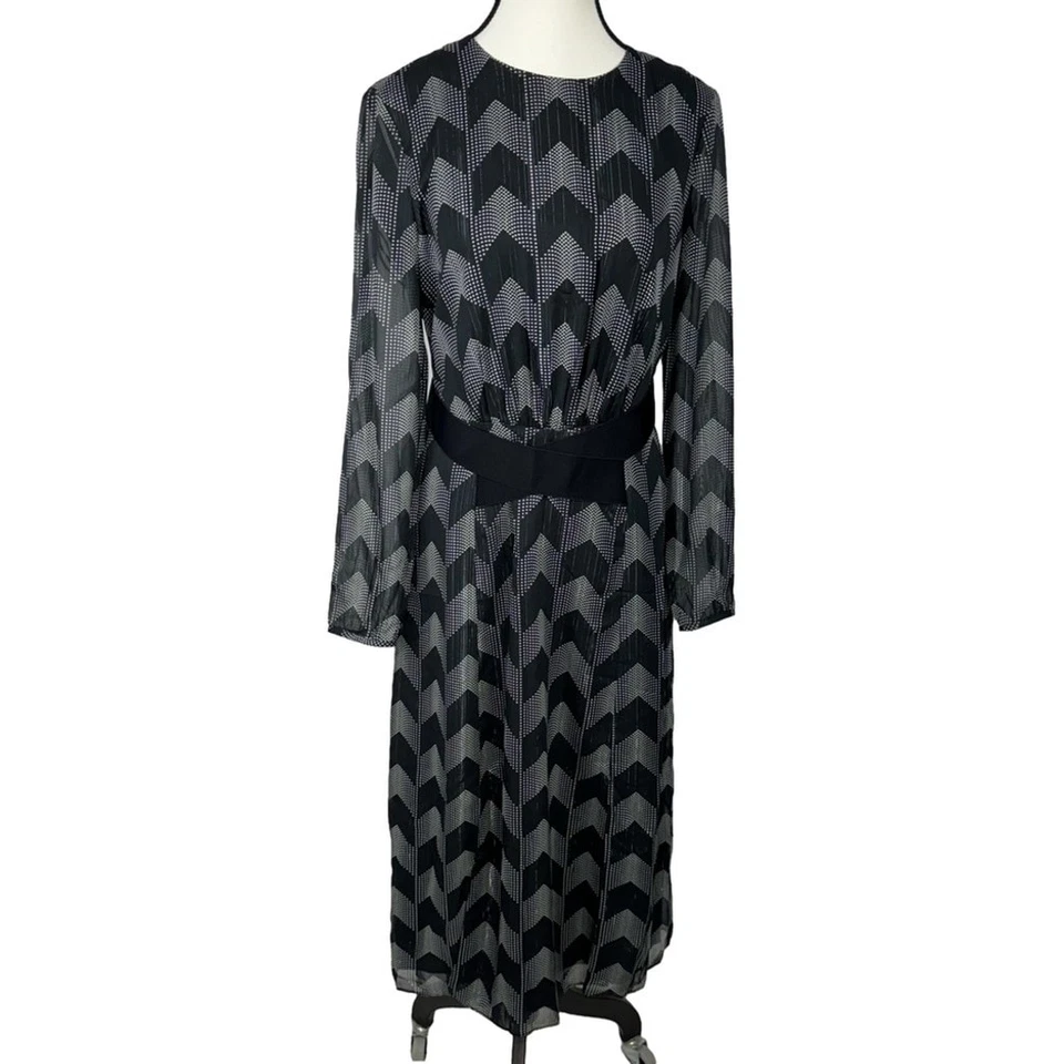 Vestido midi Ted Baker London Aselli Atlast doble división 2 EE. UU. 6 negro nuevo sin etiquetas Foto 2 de 4