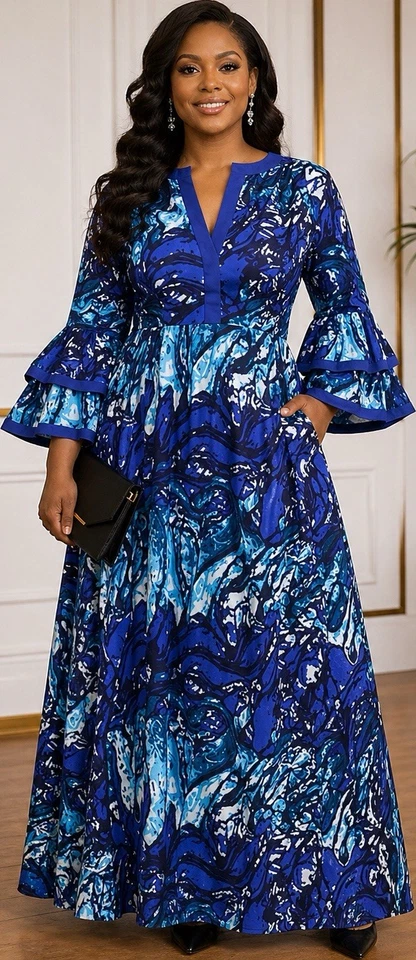 Abstract Print Maxi Dress