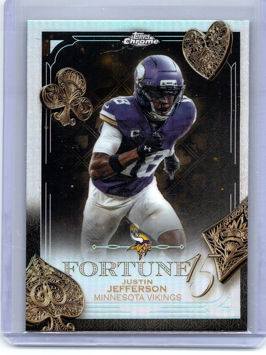 チョコレートパープル ローブジェイド 布袋様 彫刻 本翡翠 レア 一点物 2025 Topps Chrome FORTUNE 15 REFRACTOR JUSTIN JEFFERSON!! #Vikings