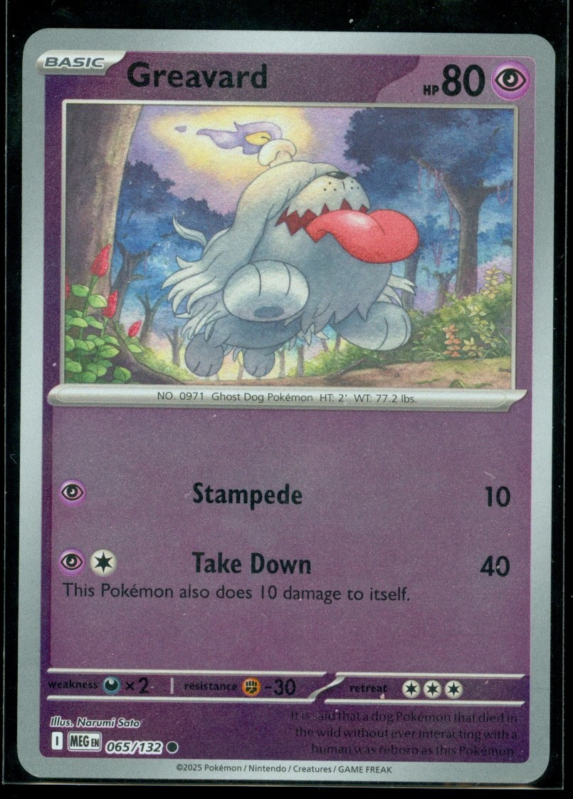 Pokemon GREAVARD 065/132 - Mega Evolution - Rev Holo - MINT