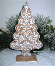 Gingerbread Christmas Tree  Glittery Tabletop Decor - 10.5" Resin - New