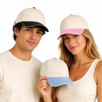 Vintage Baseball Cap Herren Damen Baumwolle Low Profile Kontrast Schirm verstellbar Mütze