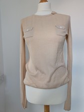 Club Monaco Lightweight 100% Silk Blush Pink Lace Jumper Size Medium