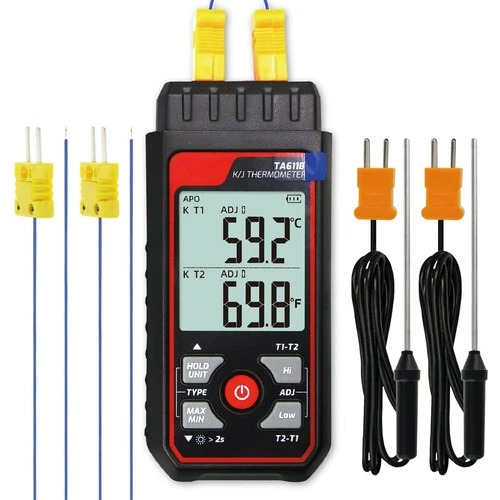 Thermocouple Thermometer Dual-Channel Digital K/J Type Thermometer -328~2501℉...