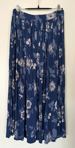 Vintage 90er blau Blumen Besenstiel Rock 100% Viskose Boho Western Landhaus Gr. S - Bild 1 von 3