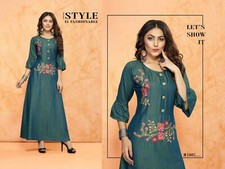 WOMEN RAYON EMBROIDERY WORK LONG KURTA