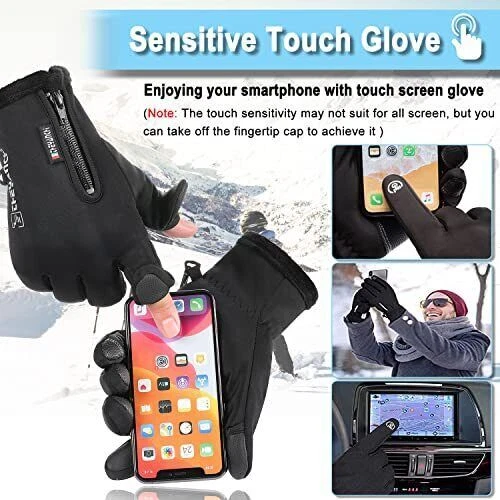 Outdoor Winter Gloves for Men Women Waterproof Gloves Touchscreen Gloves Thermal - image 3 of 4