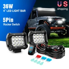 Nilight 2PCS 36W Triple Row LED Light Bar Wiring Harness-2Leads Off Road Trucks