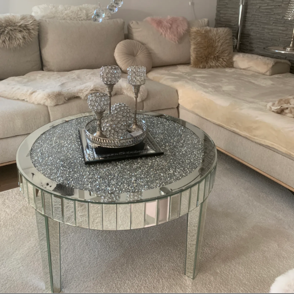 Beistelltisch Glas Dekotisch kleiner Couchtisch Glasplatte Hochglänzend Kristall
