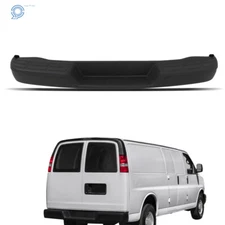 For Chevy Express & GMC Savana 96-21 Steel Rear Step Bumper Blk W/o Park Assist