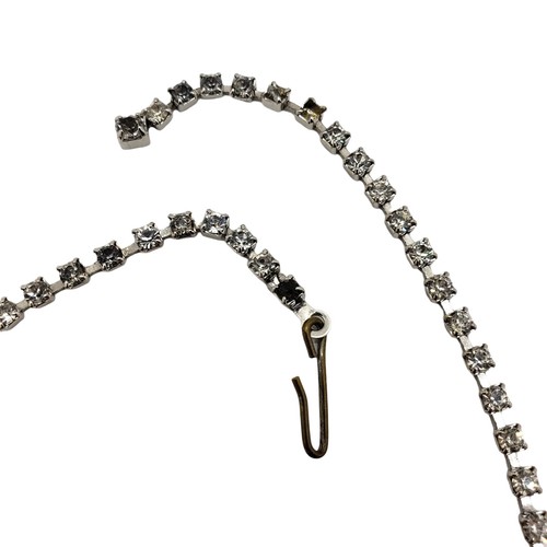 Vintage Rhinestone Collar Bib Necklace Silver Tone Hook Close - Picture 3 of 12