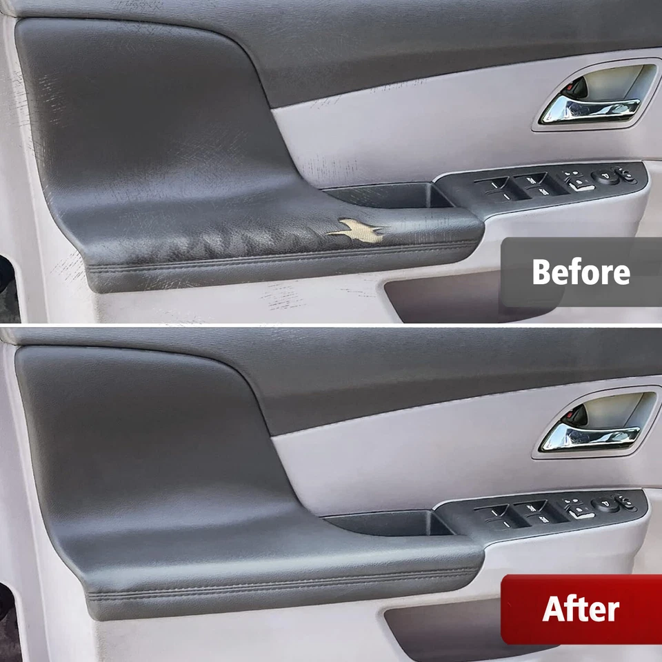 Par para paneles de puerta Honda Odyssey 2011-2016 2017 reposabrazos cubierta de vinilo tapicería gris Foto 4 de 4