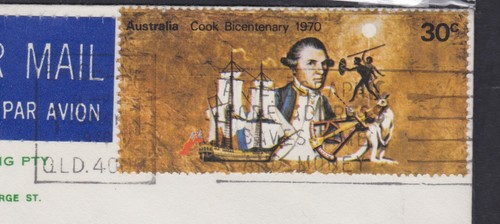 1970 Australia 30c James Cook Air Mail Interflora Postal Cover QLD - SWITZERLAND - Picture 2 of 3