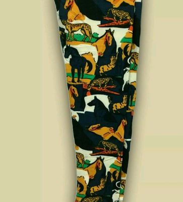 Legging LuLaRoe One Size - Motif Zoo Safari Chevaux - Neuf Sans Étiquette