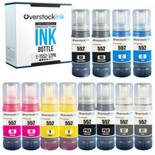 12PK T552 552 Printer Ink Bottle Compatible for Epson EcoTank Photo ET-8500 8550