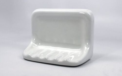 Bath Accessory Shower Soap Dish White Ceramic Thinset Mount 6-1/2" x 4-7/8" - Afbeelding 1 van 4