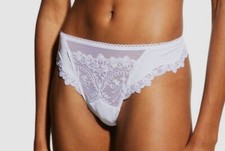 134 Lise Charmel Women's White Embroidery Orfevre Lace Thong Panties Size XS