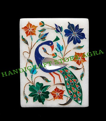 Marble jewelry Box Inlaid Semi Precious Gems Stone For Jewelry Organizer & Gift 