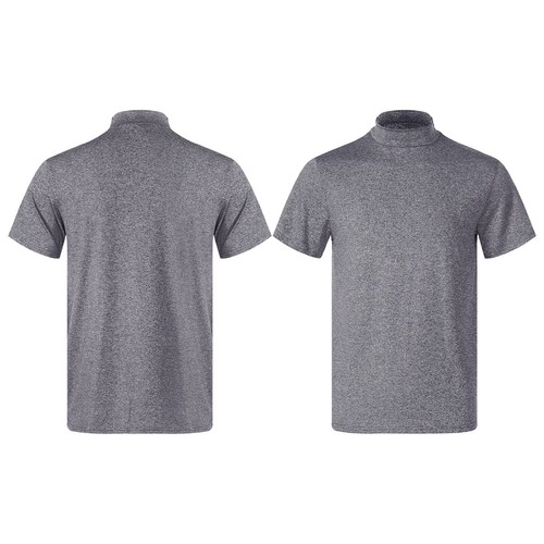 Mens Mock Neck T-shirts Short Sleeves Undershirt Solid Color Slim Fit Tops - Picture 46 of 61
