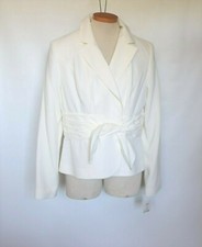 NWT Allen by ABS White Ivory Drapery Belt Blazer Jacket Women's Size 10