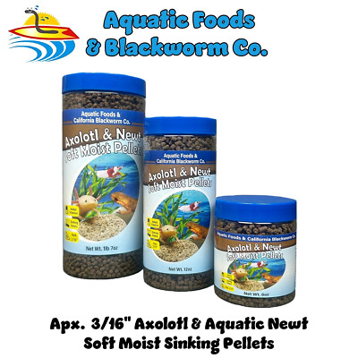 Axolotl & Newt 3/16'' Soft Moist Sinking Pellets. Shrimp, Snails, Bottom Fish