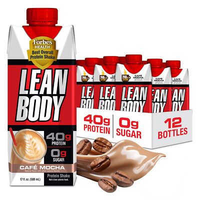 Labrada Lean Body Protein Shake Mocha 40g Protein 240mg Caffeine Pack of 12