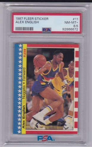 1987-88 Fleer Basketball Sticker Alex Englisch #11 Nuggets PSA 8,5 *376