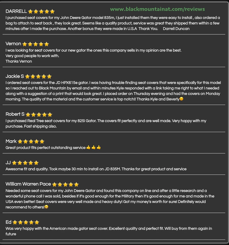 John Deere Gator Seat Cover Black XUV 625 825 855 Made in USA - Image 3 of 4