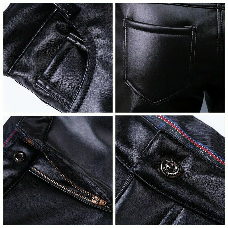 Legging Cuir Homme Effet Mouillé – Pantalon Moulant Laqué Noir Mat Synthétique Made In Germany