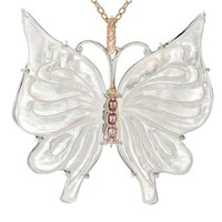 Cavill 925 Silber Halskette Damen Schmetterling RoséVergoldet 0,11Ct Spinelle