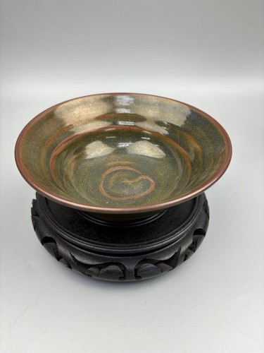 Tenmoku Glaze Tea Bowl 15cm Diameter Used Japanese Pottery No2344 No7516 No19586