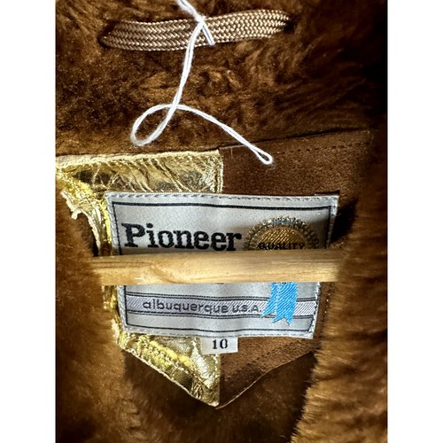Vintage Pioneer Wear Suede Rancher Coat Sherpa Womans size 10 Cowboy Yellowstone - Picture 11 of 21