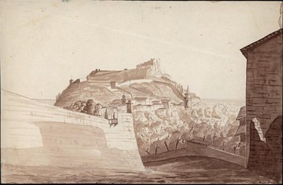 Schönes Frankreich um 1835 - antikes Aquarell Gemälde - Grand Tour 19. Jahrhundert
