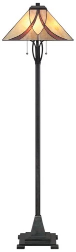 Quoizel Asheville 60" Valiant Bronze Tiffany-Style Glass Floor Lamp - Picture 3 of 5