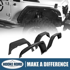 Hooke Road Tubular Fender Flares Front &Rear Kit Fit Jeep Wrangler JK 2007-2018
