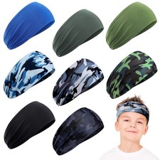Zhanmai 8 Pieces Boys Headbands Athletic Sweatbands Kids Sports Wicking