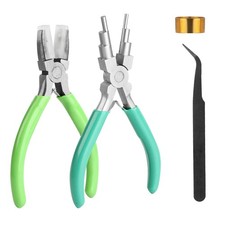 2 pcs Jewelry Pliers Set, Include: 6-Inch 6-Step Bail Making  Nylon Jaw Plie...