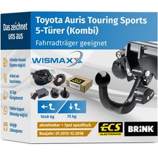 ANHÄNGERKUPPLUNG für Toyota Auris Kombi 13-18 abnehmbar BRINK +7pol E-Satz ECS