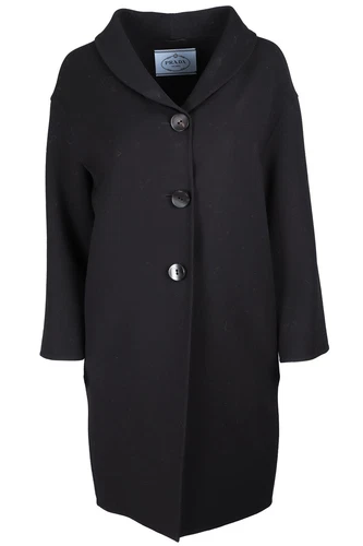 PRADA CAPPOTTO LANA NERO IT 38 UK 6