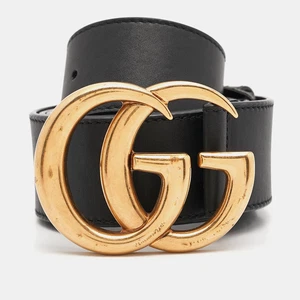Ceinture Gucci cuir noir GG Marmont boucle 90 cm