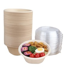 32 oz Disposable salad bowls with lids, Plant Fibers 50 Pack 32oz