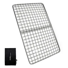 TiTo Titanium BBQ Net Grill Portable Ultralight Non-Stick Meat Grill Grate fo...