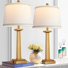 29" Gold Table Lamps for Living Room Set of 2 3-Color Temperature Nightstand