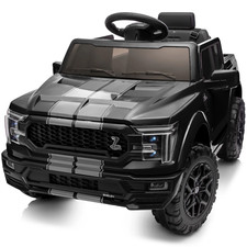 Licensed Ford-Shelby F-150 12V Kids Electric Ride-On Truck with Remote - Black