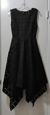 Asilio Women's Black Perforated Asymmetric Hem Heavy Metal Dress Size 6 |  eBay