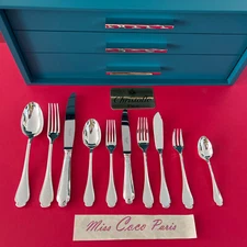 Christofle Pompadour 127 Piece Cutlery Set Very Good Condition Silver Plated Box