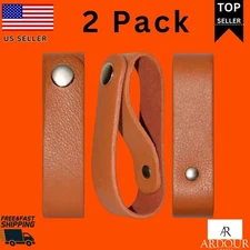 2 Pack Bull Whips & Horse Riding Genuine Leather Black Whip Holster Holder